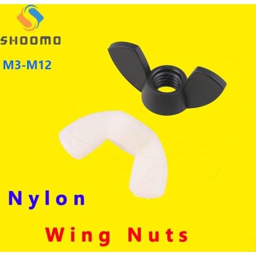 Wing Nuts Hand Tighten Black or White Nylon Nut Wing nut Butterfly Nut Ingot Plastic Wing Nuts Nylon DIN315 M3-M12