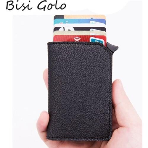 BISI GORO 2021 Anti-theft Card Case Carbon Fiber RFID Pop-up Clutch Smart Card Wallet Multifunctional Men Unisex Card Holder