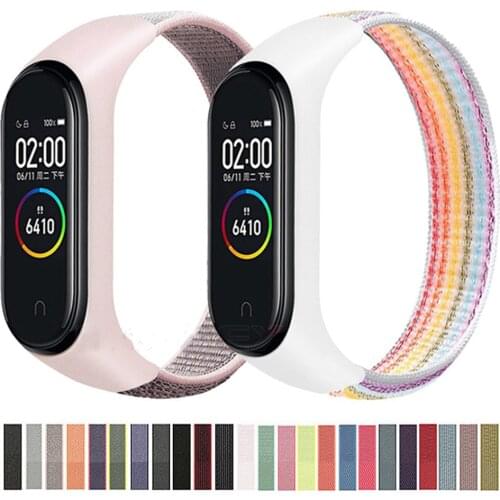 Bracelet for mi band 5 Strap Nylon Sport loop Belt pulsera correa Bracelet Miband 5 Wristband for xiaomi Mi band 6 4 3 strap