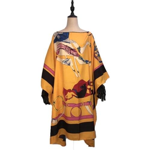 Dashiki Traditional Thailand Fashion Women Printed Cotton Kaftan Midi Dresses Plus Size Muslim Abaya Women Caftan Party Clothing