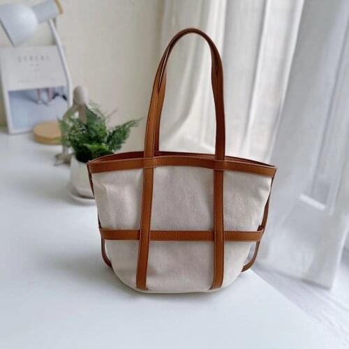 Women summer novelty canvas tote handbag for female causal holiday beach daily chic niche shoulder bag