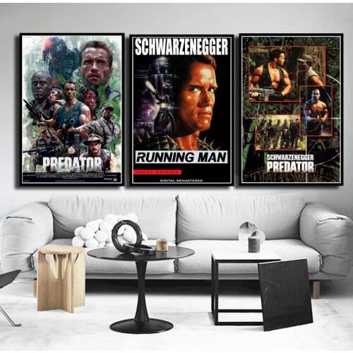 Movie Posters and Prints Art Canvas Murals Hot Arnold Schwarzenegger The Predator Monster Living Room Home Decoration