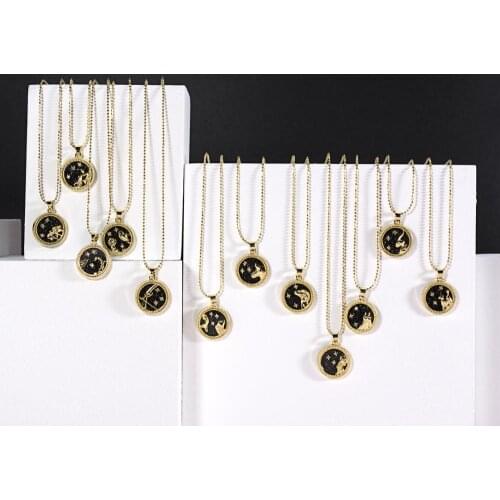 Scorpio Leo Capricorn Necklace 12 Zodiac Sign Constellations Pendants Necklaces Paper Card For Unisex Jewelry Birthday Gifts