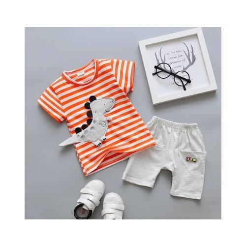 Baby Boys Clothing Set Summer Short Sleeve Cartoon Cotton Outerwear T-shirts Two-piece Set Kids Clothes Suit