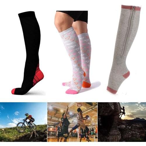 Women&Men Compression Socks Zipper Leg Support Knee Socks Open Toe Thin High Quality Medical Compression Socks For Running