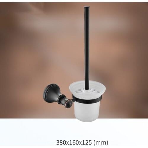Oil Rubbed Bronze Black Bathroom Accessories solid brass frosted glass Toilet Brush Holder bath hardware