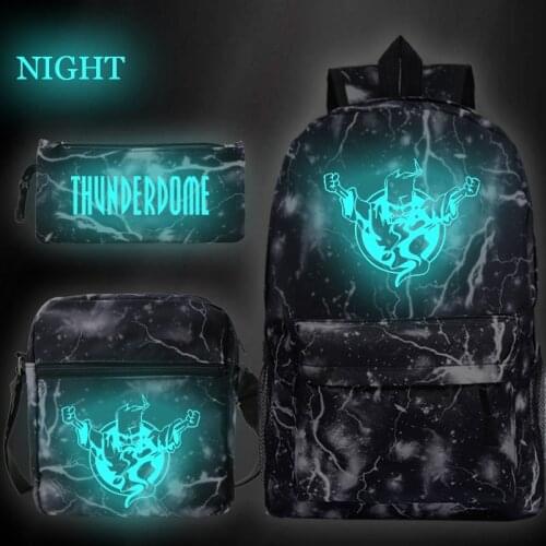 Mochila 3 Pcs Set Thunderdome Luminous Backpacks Child Backpack Boys Girls Book Bagpacks Set Student School Bags Daily Knapsack