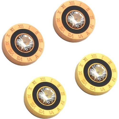 Fashion Round Anti-allergy Titanium Steel Roman Numeral Stud Earrings for Women Men Crystal Stainless Steel Earrings Jewelry