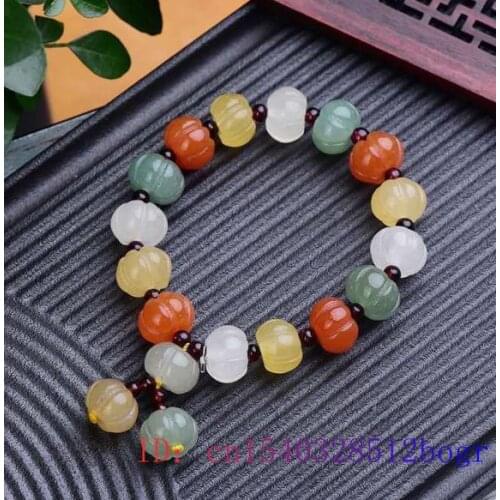 Jade pumpkin beads Bracelet tie Bangle Jadeite Green Fashion Jewellery Charm Natural Gifts Amulet