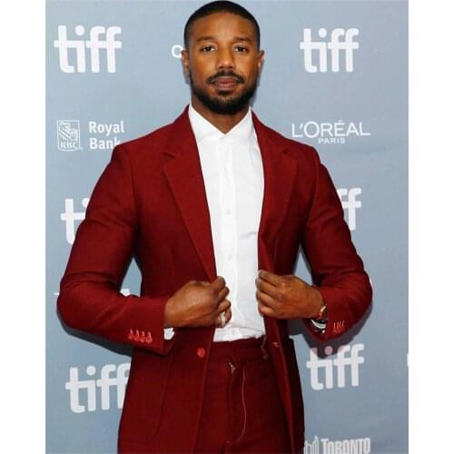 New Fashion Dark Red Men Suits Notch Lapel Costume HommeMarriage Prom Slim Fit Tuxedo Wedding Groom Terno Masculino Blazer 2 Pcs