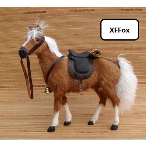 New real life blood horse model plastic&furs simulation brown horse doll with saddles gift about 28x10x26cm xf1854