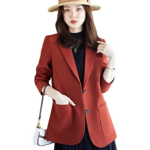 2021 New Blue Small Suit Jacket Female Spring Autumn Plus Size Blouse Fashion Women Loose Single-Breasted Casual Blazer Red 4XL