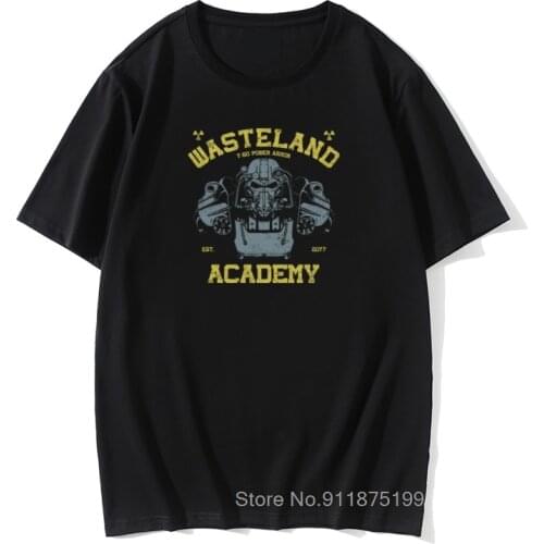 Fallout T-60 Academy Game Tshirt Mens 100% Cotton Fabric Autumn Round Neck T Shirts 2020 Funny Tee-Shirts Print 3D