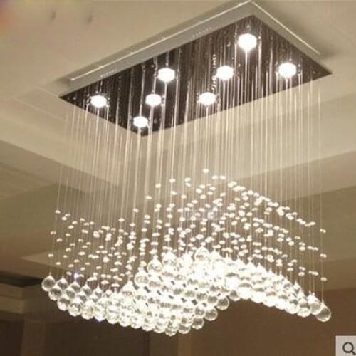 Rectangular dining room lamp crystal lamp living room light wave S-shaped partition bar hanging lamp dining room dining table