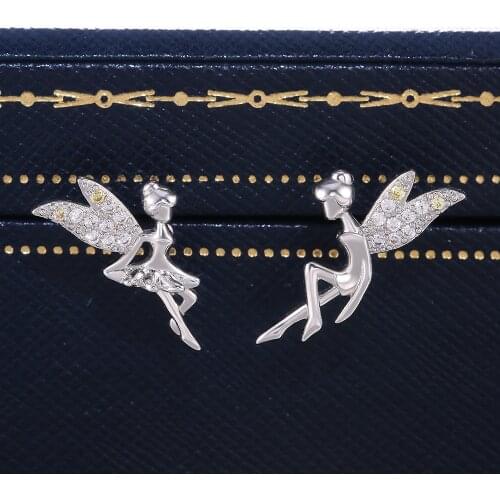 Huitan Cute Flying Fairy Women Stud Earring Simple Design Romantic Birthday Gift Dance Party Female Earring Fashion Jewelry