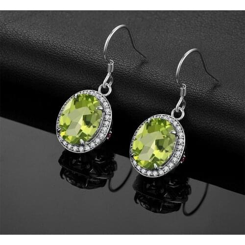 Drop Earring For Women Small Lovely Silver Earring Green Peridot Gemstone Inlaid Zircon Romantic Birthday Gift Girl Fine Jewelry