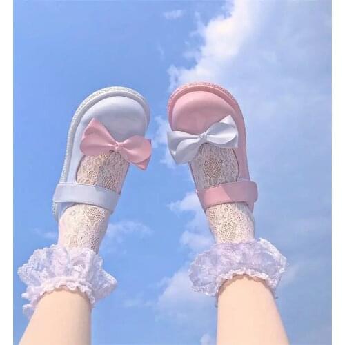 Princess Sweet Lolita Shoes Soft Sister Lolita Cute Jk Bow Leather Shoes Female Wild College Style Sweet Single Shoes Cosplay