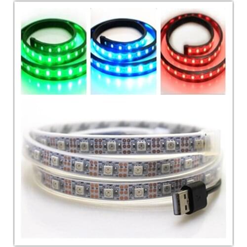 1M USB LED Strip Light pixel 5V SMD5050 ws2812 60leds 60IC IP67 Waterproof RGB Flexible TV Background Lighting Strip