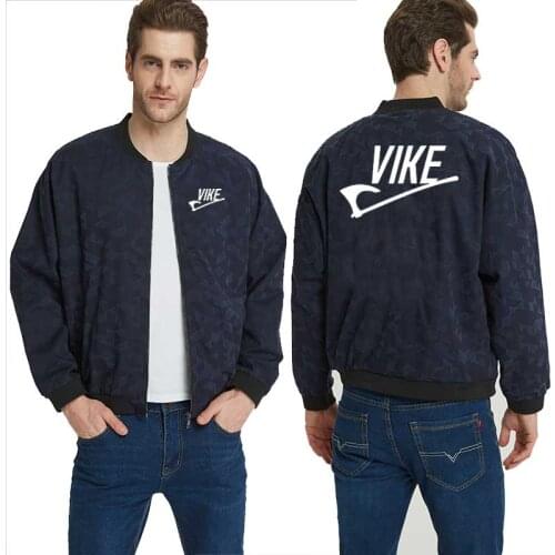 Men Jackets VIKE print windbreaker streetwear Casual coats Stand Collar Zipper baseball coats hip hop homme jacket men clothing