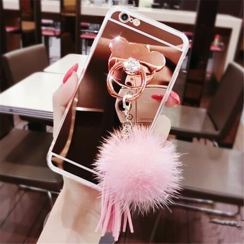Luxury Rhinestone Case Cover For Samsung S7 S8 S9 S10 PLUS Note 5 8 9 10 Phone Case Glitter Mirror Girls With Ring Holder Stand
