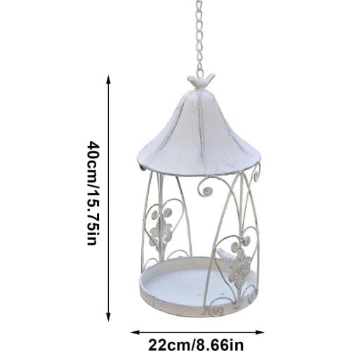 Iron Bird Feeder Rainproof Windproof Hanging House Pet Bird Feeder For Pet Parrot Birds Feeding Supplies Outdoor Garden Decor
