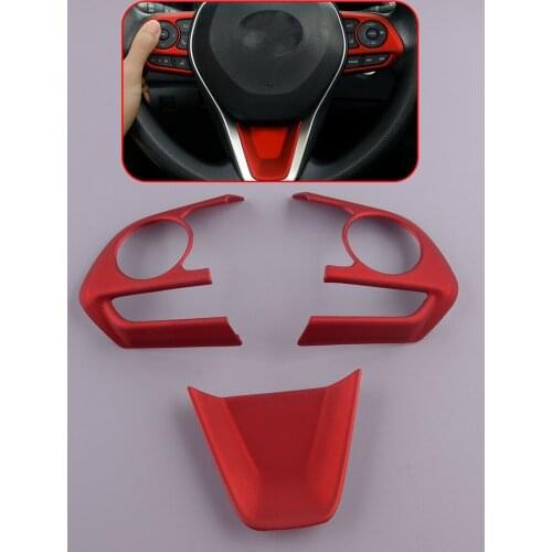 1 set ABS Matte Red Car Inner Front Steering Wheel Strip Cover Trim Fit for Toyota Corolla 2019 2020 2021