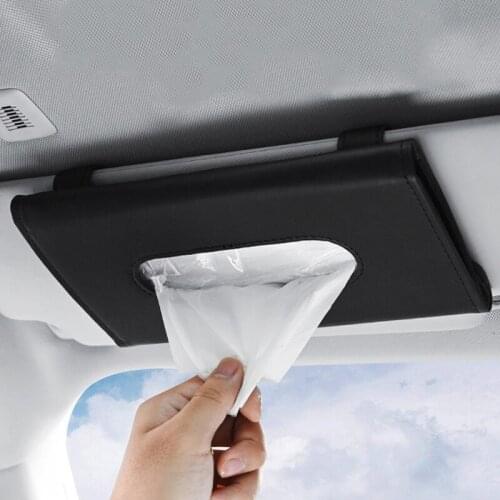 1 Pcs Car Tissue Box Towel Sets Holder PU Leather Car Sun Visor Tissue Box Face Mask Storage Box Interior Auto Car Accessories