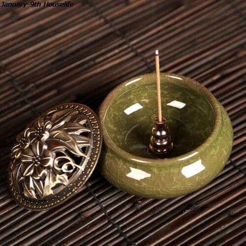 1 Pcs Portable Alloy Copper Incense Holder Can Be Fixed Incense Sticks And Coil Burner Censer High Incense Plug