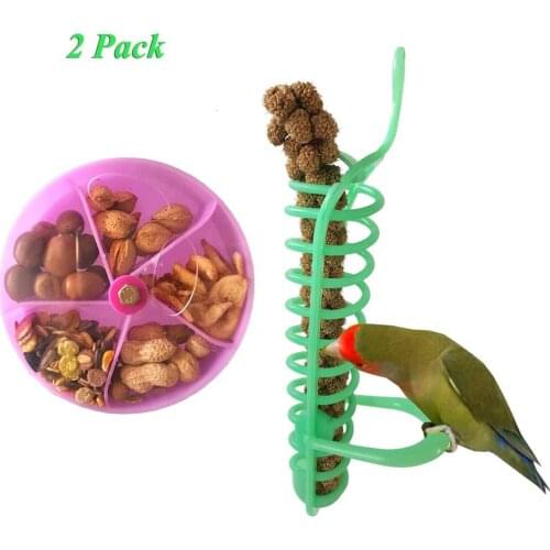 2Pcs Bird Toys Parrot Toys Bird Foraging Toys Parrot Rotate Training Toys for Small and Medium Parrots and Other Small Animails
