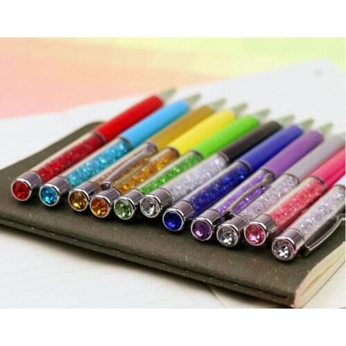 20PCS/LOT Crystal Gift Pen With Colorful Diamond On The Top Party Favor Gift Print LOGO