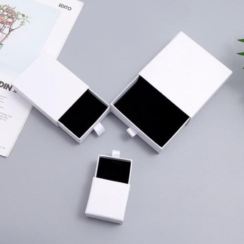 24pcs custom paper box size logo White Paper Gift Box Jewelry Display Organizer Storage Box Packaging Drawer Cardboard Box