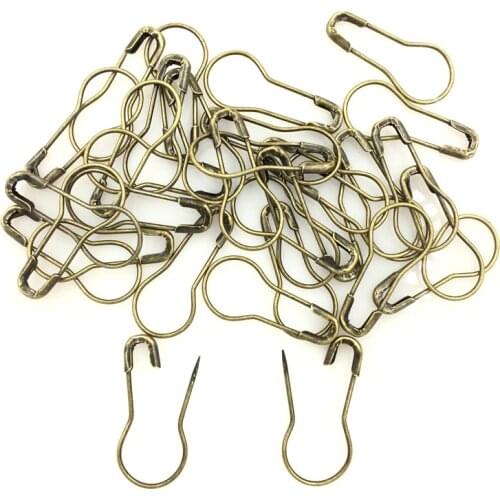 300Pcs Bronze Tone Alloy Coilless Pear Bulb Gourd Calabash Shape Knitting Stitch Marker Hangtag Safety Pins 22x10mm