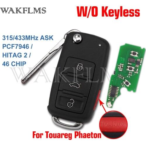 3btn 4 button Remote Key fob 315MHz 433mhz For VW for Volkswagen Phaeton Touareg 2002-2010 PCF7946 CHIP 3D0959753AK