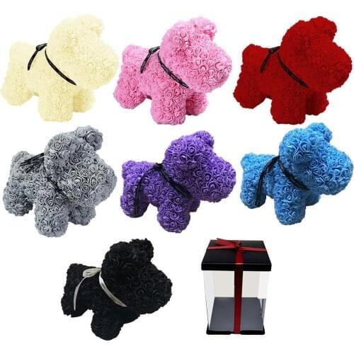 40cm Rose Dog Multicolor Foam Love Bear Rose Girlfriend Valentines Day Gift Wedding Party Decoration Artificial Flowers Gift