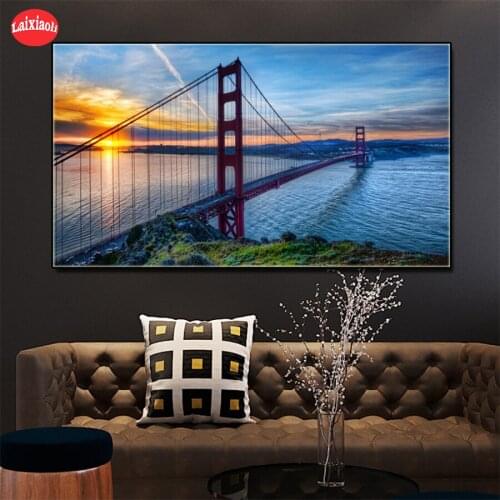 5 d diamond mosaic Sunset bridge scenery For Living Room Home Decor diamond Painting embroidery mosaic Home Wall Decor