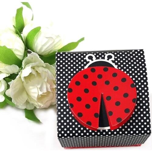 50pcs 3D Wing Ladybug Gift Boxes Cartoon Candy Box Chocolate Packaging Box Party Favor Box Baby Shower Birthday Wedding Decor