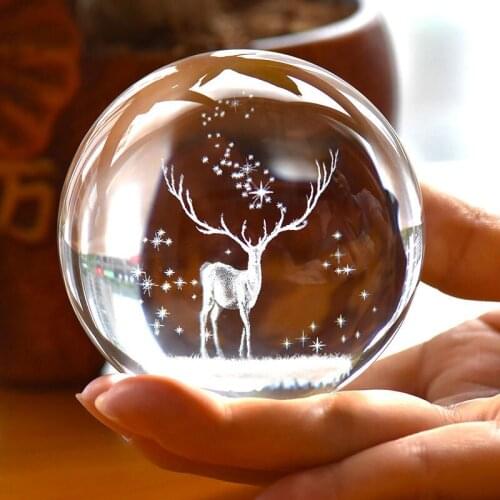 60mm 3D Carving Crystal Ball Glass Home Decor Healing Sphere Photography Props Globe Glass Office Decoration Gift Creative