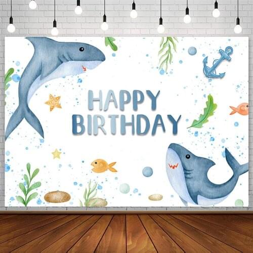 Avezano Happy Birthday Party Backdrops Shark Child Photography Background Studio Decor Props Sea Photophones For Photo Photozone