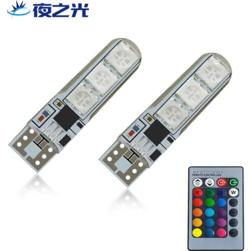Car LED remote control Lamp RGB Blast Light Station Light T10 Colorful Silicone Lamp 5050 6SMD