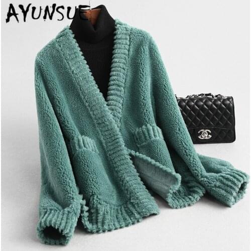 AYUNSUE Real Fur Coat Women Sheep Shearing Winter Coat Women Clothes 2020 Korean Wool Jacket Manteau Femme KQN59341 YY1584