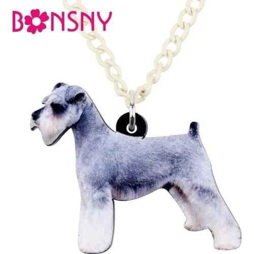 Bonsny Acrylic Standing Schnauzer Dog Necklace Pendant Chain Choker Animal Jewelry For Women Girls Ladies Teens Gift Accessory