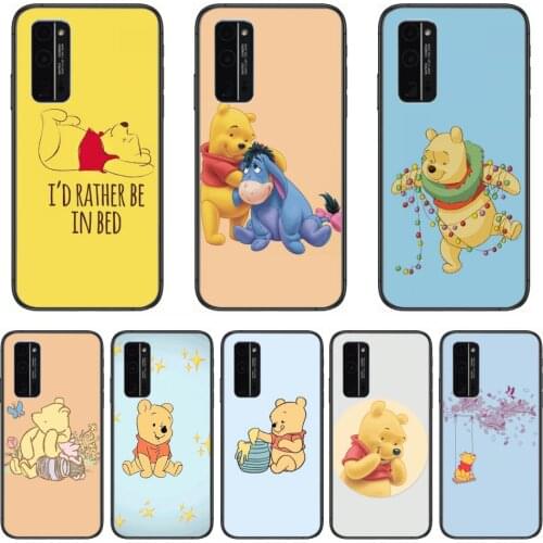 Phone Case Lovely Disney Cartoon Winnie the Pooh Phone Case Hull For Huawei Honor 8 9 10 20 30 A S Lite Pro 5g i Black Back