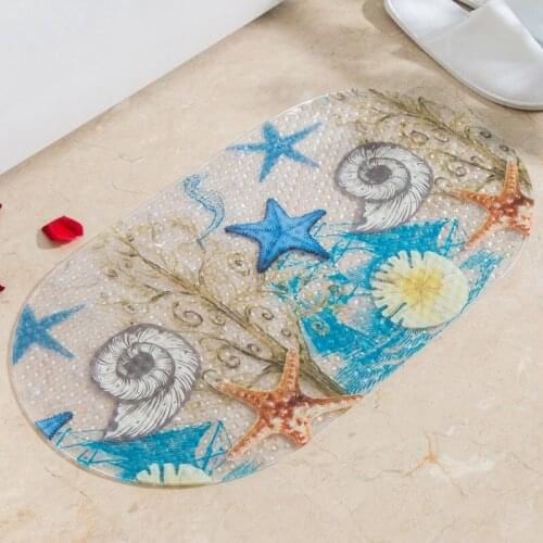 Baby Shower Mats Cute Cartoon Style Home Bathroom Floor Rug Oval Transparent Bathtub Foot Carpet Non-Slip PVC Doormats 69*39CM