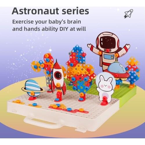 Kids Drill Screw Nut Puzzles Toy Pretend Play Tool Electric Drill Disassembly 3D Creative Building Bricks Education Toys For Boy