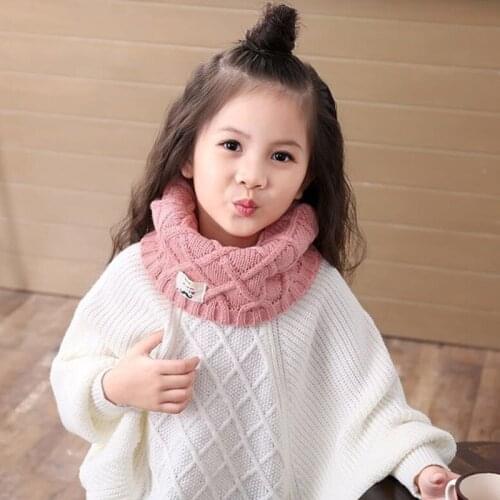 JAMONT Cute Cotton Winter Baby Neck Ring Scarf LICs Childrens Girls Boys Knitted Wool O-Scarves for Kids Solid Warm Snood Braga