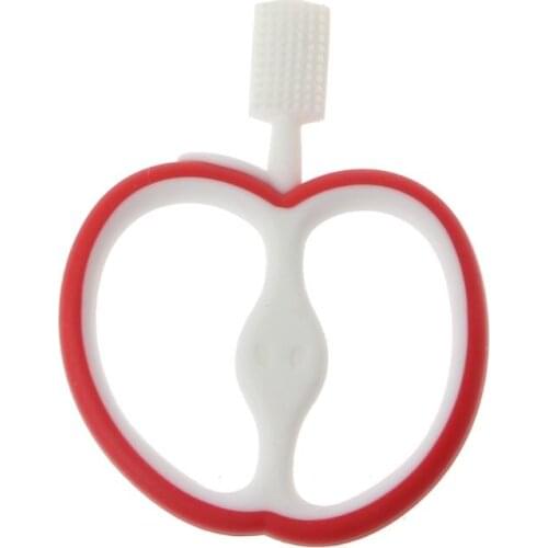 Baby Silicone Training Toothbrush BPA Free Apple Shape Safe Toddle Teether Chew Toys Teething Ring Gift For Infant Baby Chewing