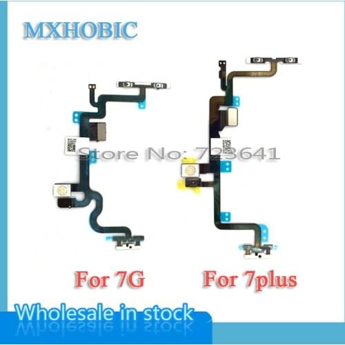 20pcs/lot Power on off Flex Cable With Metal For iPhone 7 7g plus 4.7 5.5 Volume Button Connector Ribbon Replacement Parts