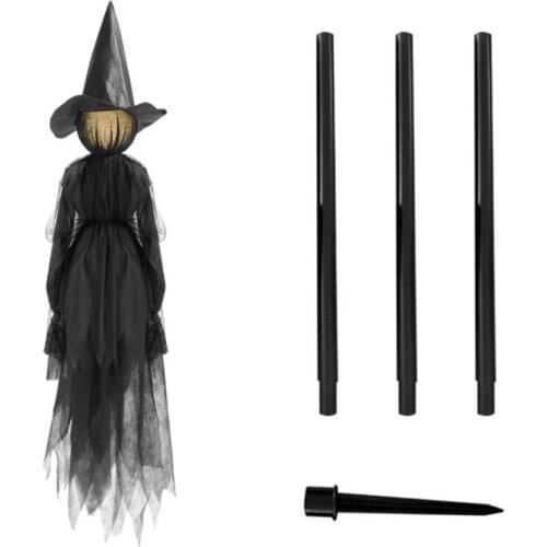 Halloween Visit Luminous Witches With Stakes Light-Up Witches Voice Control Witch For Outdoor Holding Hands Witch Decor