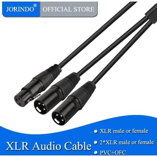 JORINDO 0.5M/1.64FT XLR male or female to 2 XLR male or female Microphone line audio extension cable,XLR one point two cable