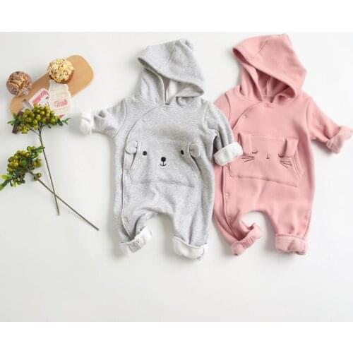 Baby Girl Clothes autumn and winter new style 100% cotton baby boy clothes plus velvet newborn clothes kids jumpsuit Rompers